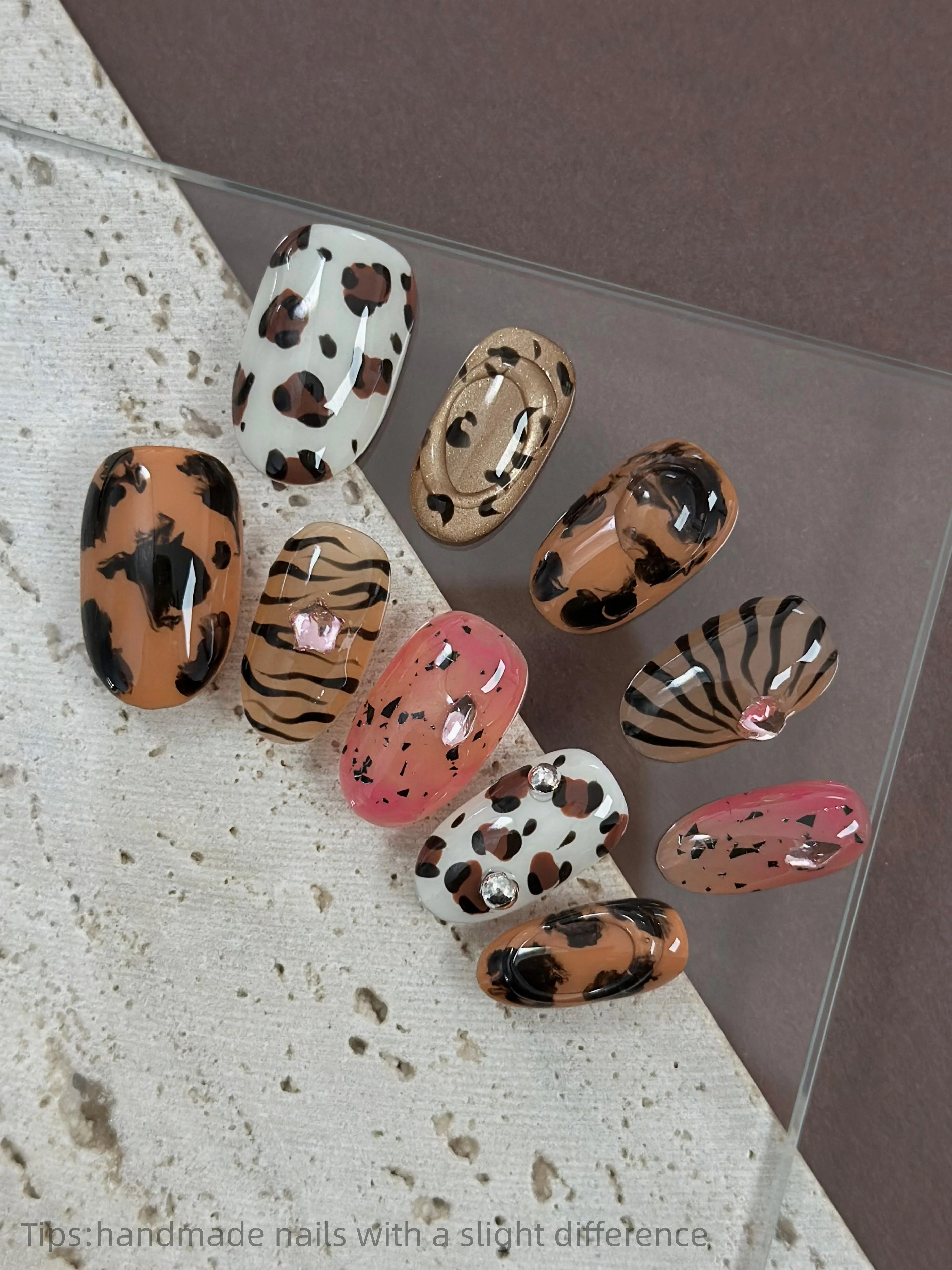 10 шт., розовые, коричневые, леопардовые, со стразами ручной работы, носимые многоразовые модные накладные ногти 2026
10 шт., розовые, коричневые, леопардовые, со стразами ручной работы, носимые многоразовые модные накладные ногти 2026