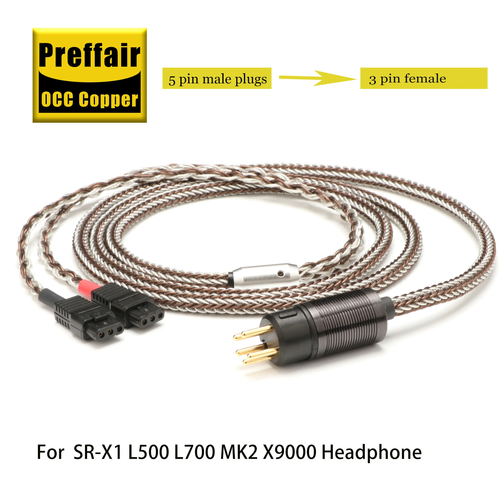 Preffair X459 Silver-Plated OCC Earphone Cable for SR-X1 X9000 L500 L700 MK2 Headphone - Versatile Length Options
Preffair X459 Silver-Plated OCC Earphone Cable for SR-X1 X9000 L500 L700 MK2 Headphone - Versatile Length Options