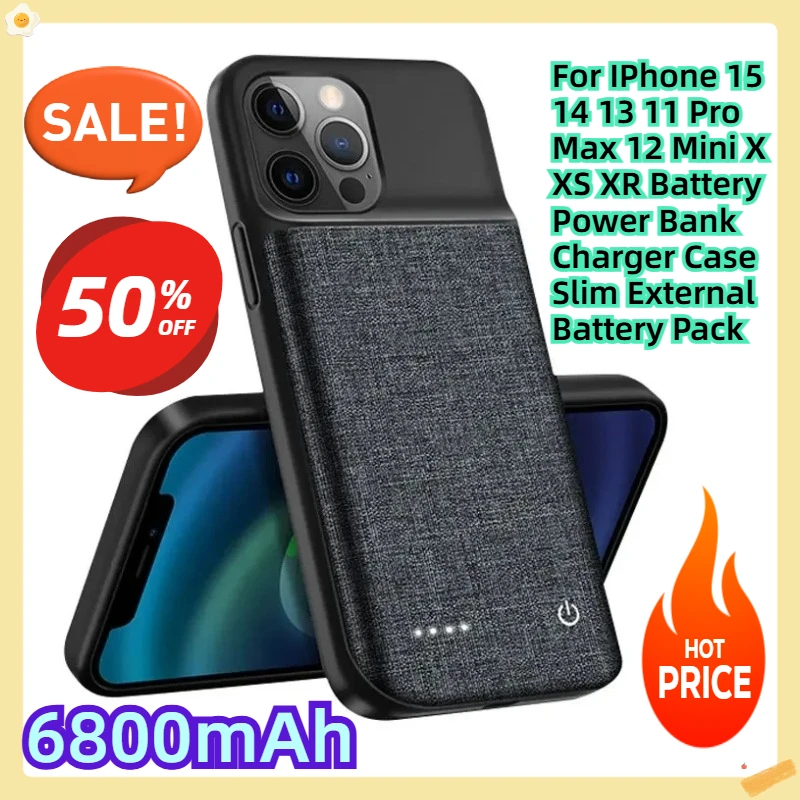 For IPhone 15 14 13 11 Pro Max 12 Mini X XS XR Battery Power Bank Charger Case Slim External Battery Pack 6800mah
For IPhone 15 14 13 11 Pro Max 12 Mini X XS XR Battery Power Bank Charger Case Slim External Battery Pack 6800mah