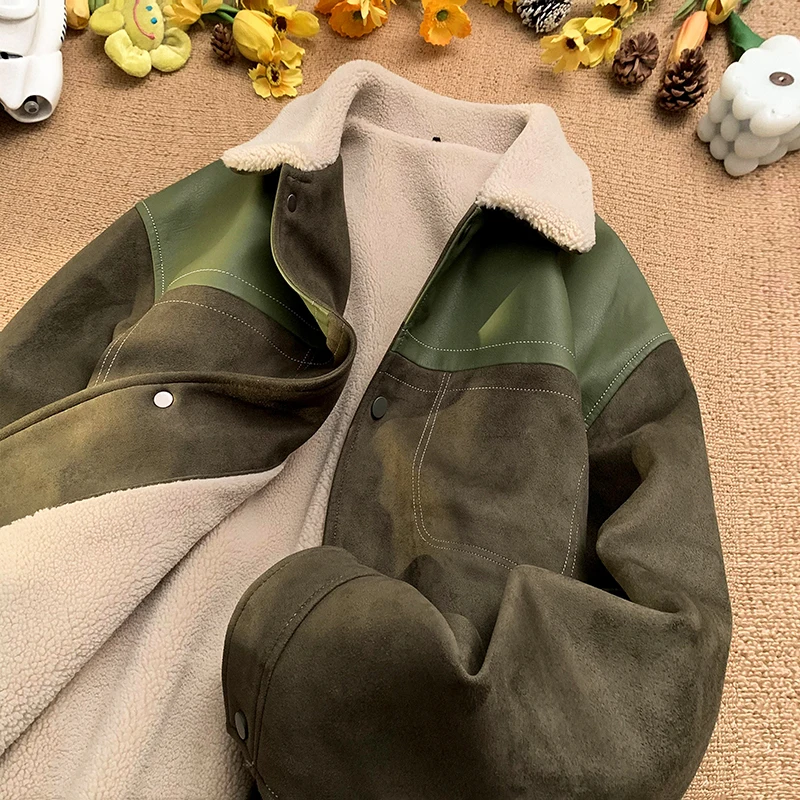 Мужская зимняя куртка из овечьей шерсти в американском ретро-стиле, с замшевыми и хлопковыми вставками, утепленная, на молнии, повседневная, теплая
Мужская зимняя куртка из овечьей шерсти в американском ретро-стиле, с замшевыми и хлопковыми вставками, утепленная, на молнии, повседневная, теплая