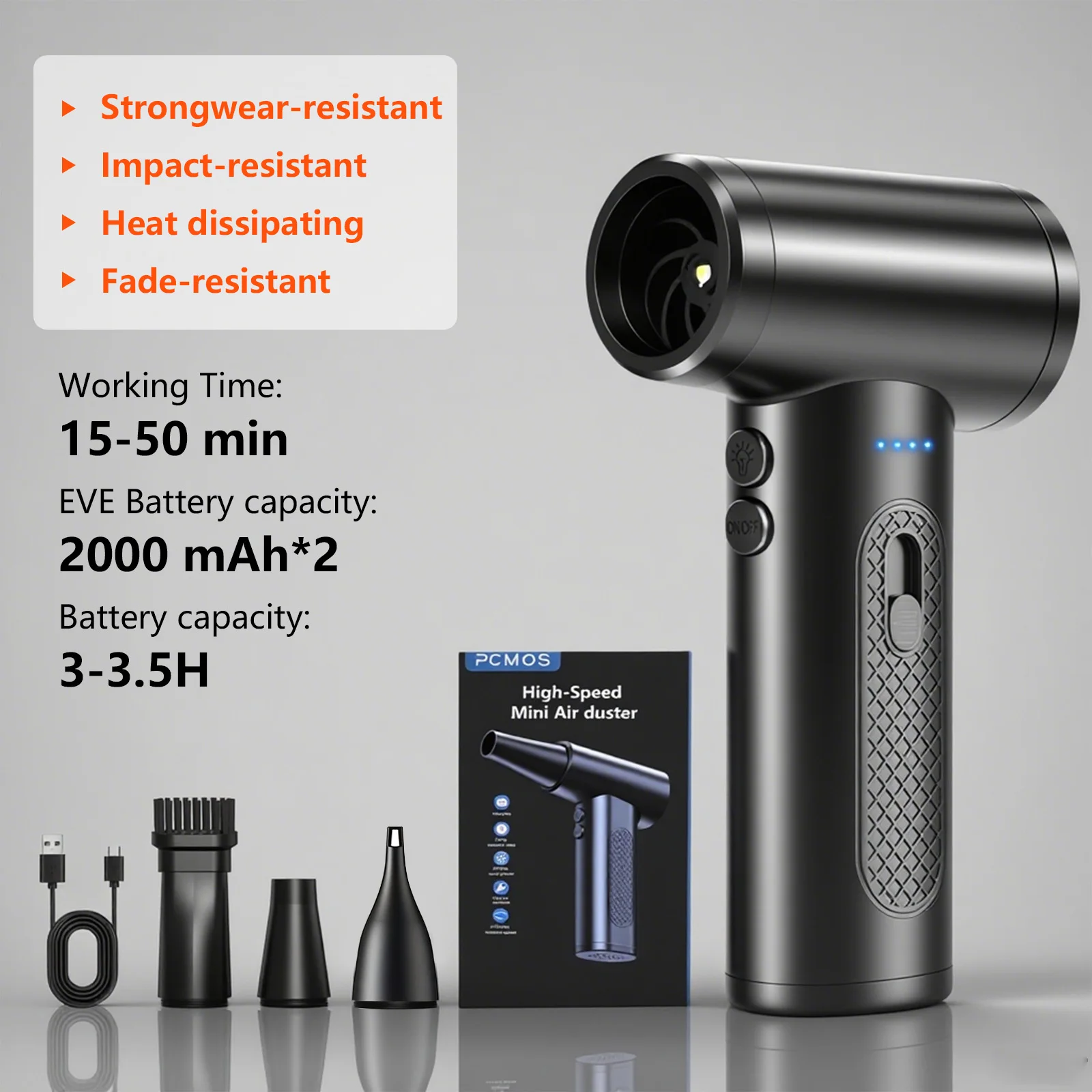 120000RPM Brushless Electric Dust Cleaner Cordless Duster Fan 4000mAh Battery Fast Charge Led Light For Outdoor Indoor Cleaning
120000RPM Brushless Electric Dust Cleaner Cordless Duster Fan 4000mAh Battery Fast Charge Led Light For Outdoor Indoor Cleaning