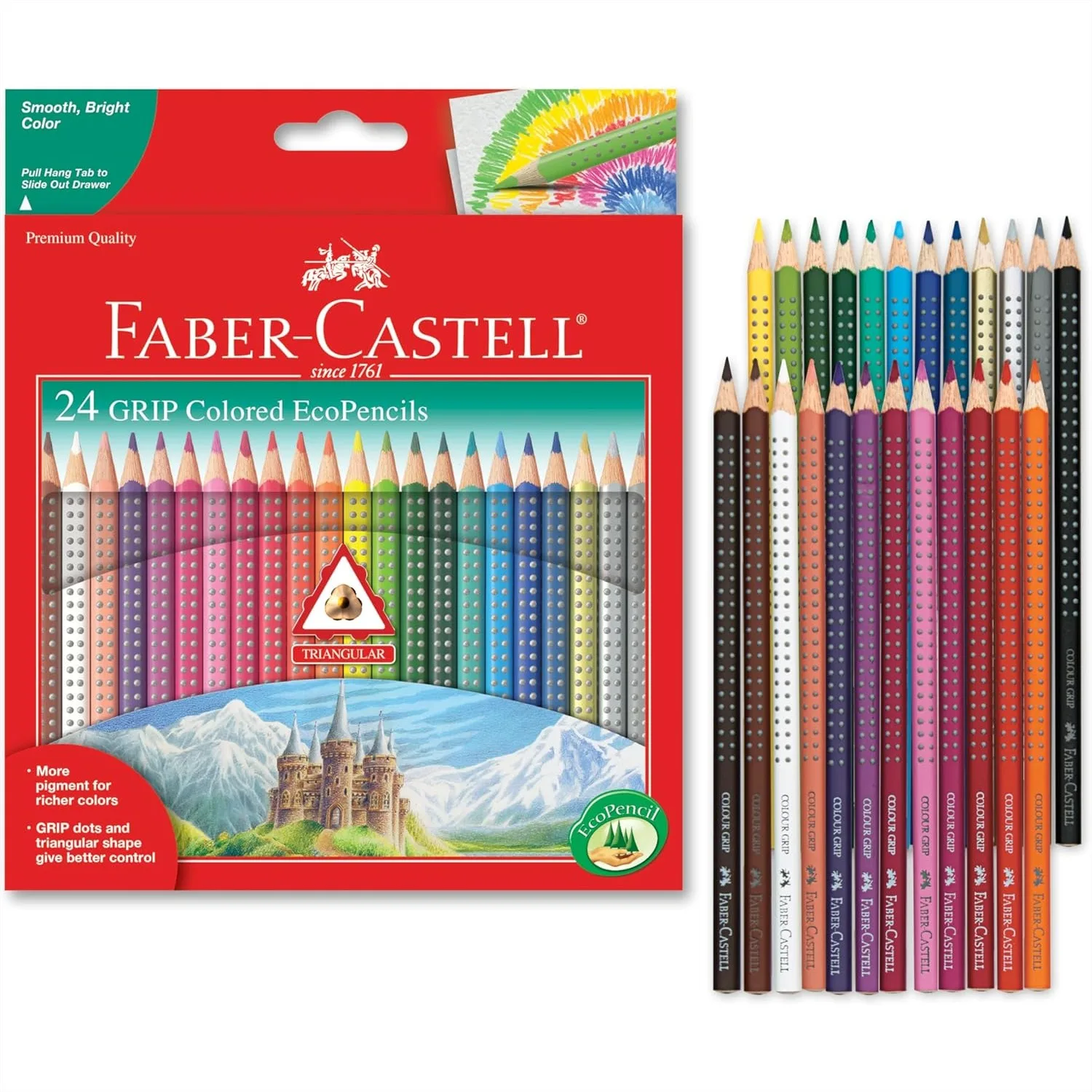 Colored Pencils 24 Pack Pre-Sharpened For Kids Adults Coloring Drawing Ergonomic Triangular Grip Dots Break Resistant Leads
Colored Pencils 24 Pack Pre-Sharpened For Kids Adults Coloring Drawing Ergonomic Triangular Grip Dots Break Resistant Leads