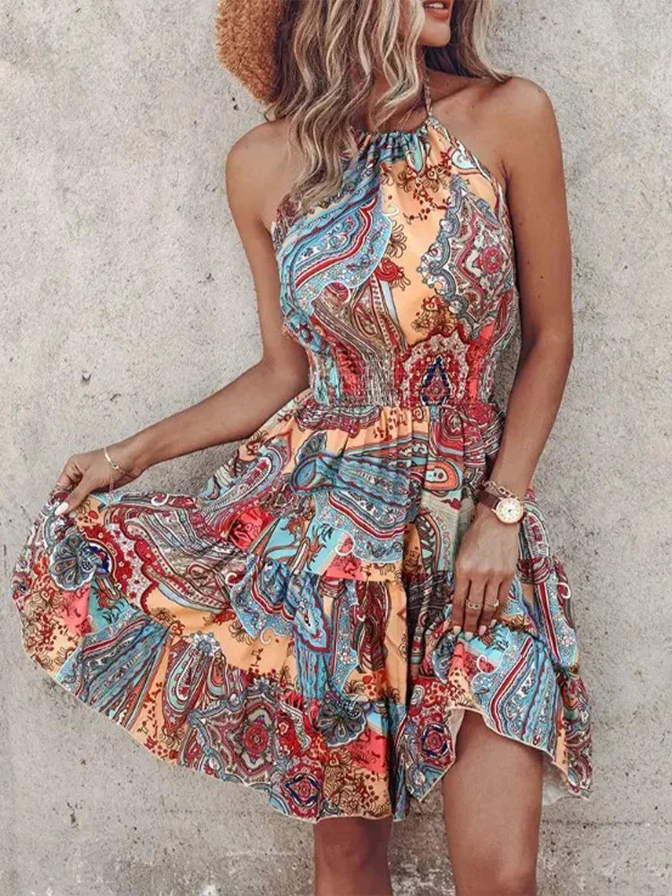 Irregular Printed Vest Backless Dress Women Summer Sexy Sleeveless Mini Dresses Party Clothes
Irregular Printed Vest Backless Dress Women Summer Sexy Sleeveless Mini Dresses Party Clothes