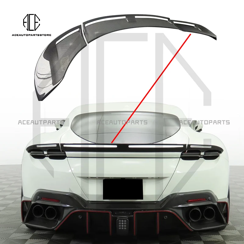 Задний спойлер из сухого углеродного волокна в стиле M, заднее крыло с утиным хвостом для Ferrari Roma 2020-2023 
Задний спойлер из сухого углеродного волокна в стиле M, заднее крыло с утиным хвостом для Ferrari Roma 2020-2023