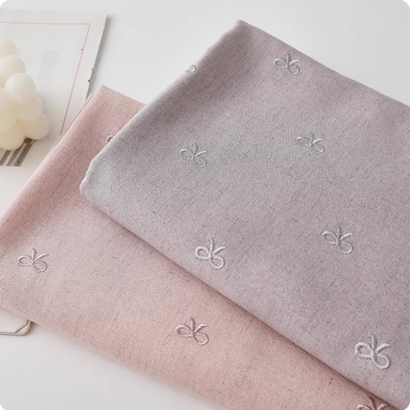 Cute bow embroidery polyester fabric for shirts, dresses trousers handmade diy fabric
Cute bow embroidery polyester fabric for shirts, dresses trousers handmade diy fabric