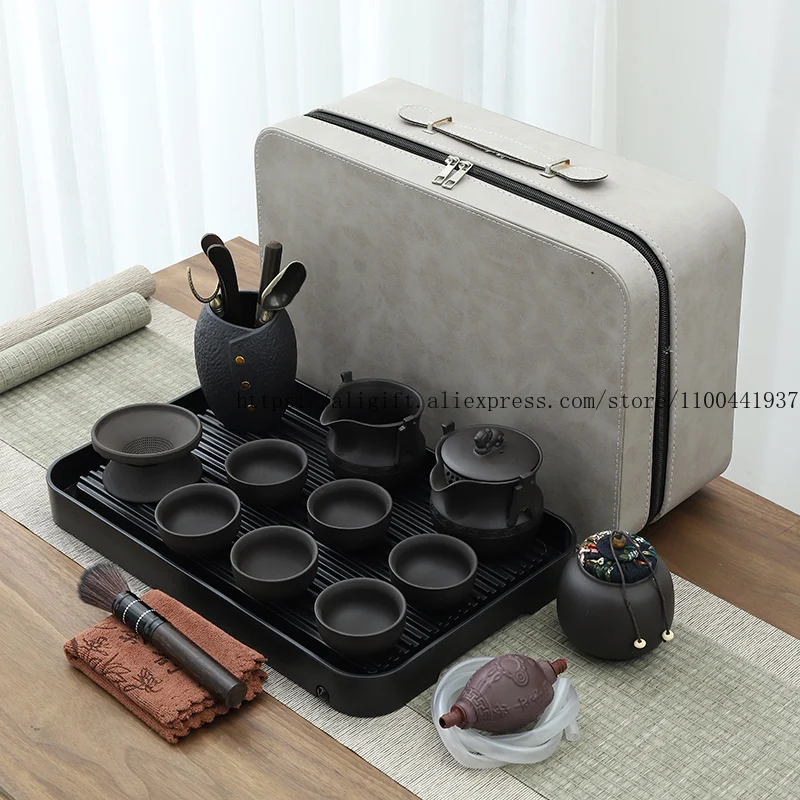 Purple Clay Travel Ceramic Tea Set Portable Bag Home Teapot And Cup Simple Office And Outdoor Tea Tray
Purple Clay Travel Ceramic Tea Set Portable Bag Home Teapot And Cup Simple Office And Outdoor Tea Tray