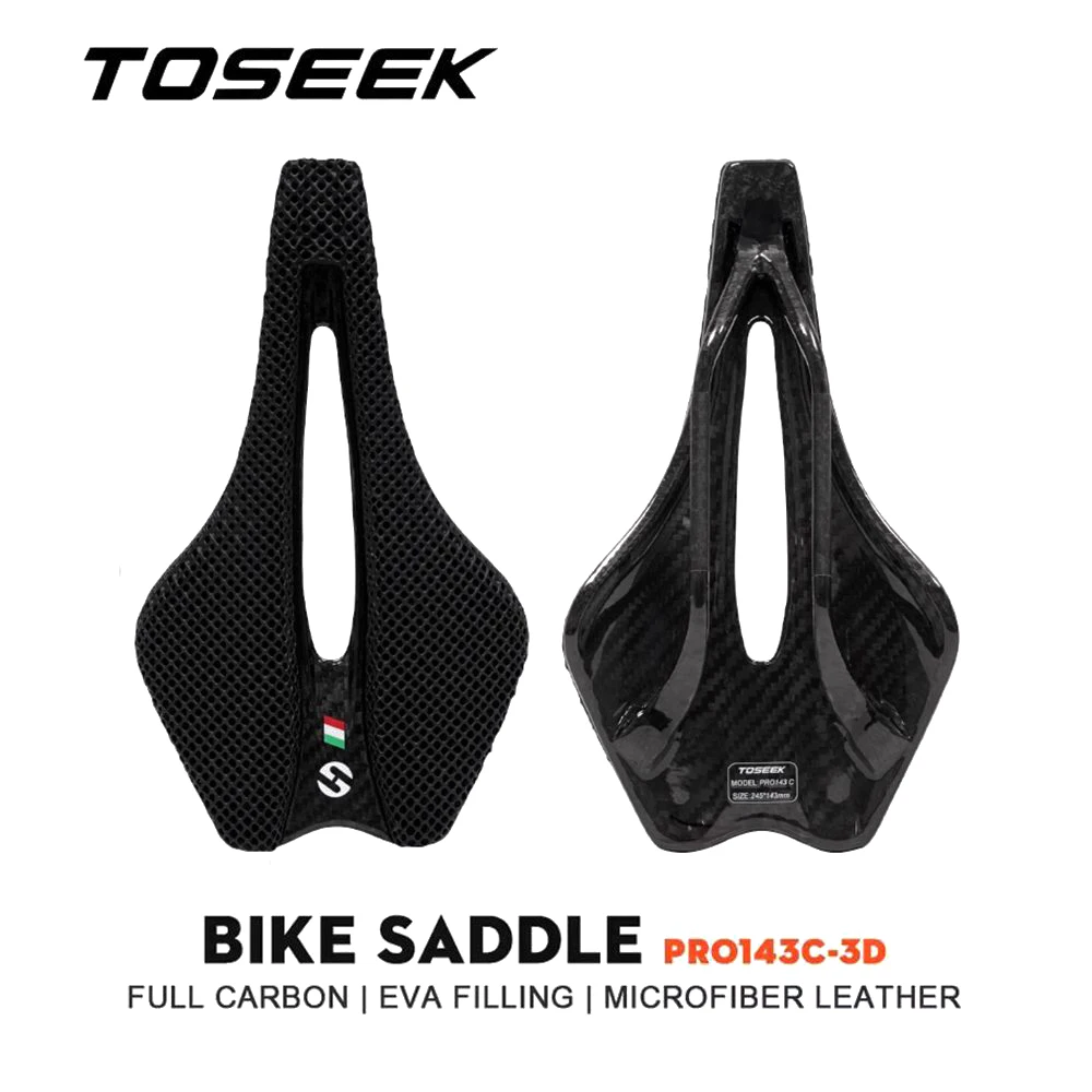 TOSEEK 143C 3D Printed Bicycle Saddle Carbon Fiber Cushion Bike MTB/Road Cycling Parts Ultralight Hollow Seat 245*143mm
TOSEEK 143C 3D Printed Bicycle Saddle Carbon Fiber Cushion Bike MTB/Road Cycling Parts Ultralight Hollow Seat 245*143mm
