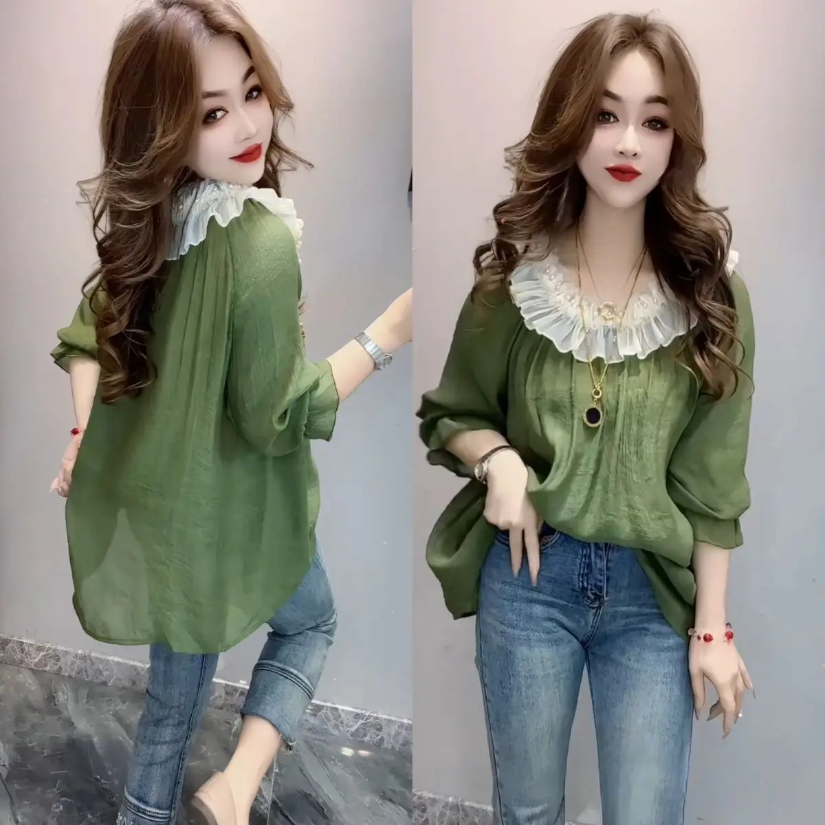 New Arrival Chiffon Short Sleeve Female Blouse Shirt Fashion Ruffles Ladies White Solid Color Blouses Women Clothes A596
New Arrival Chiffon Short Sleeve Female Blouse Shirt Fashion Ruffles Ladies White Solid Color Blouses Women Clothes A596