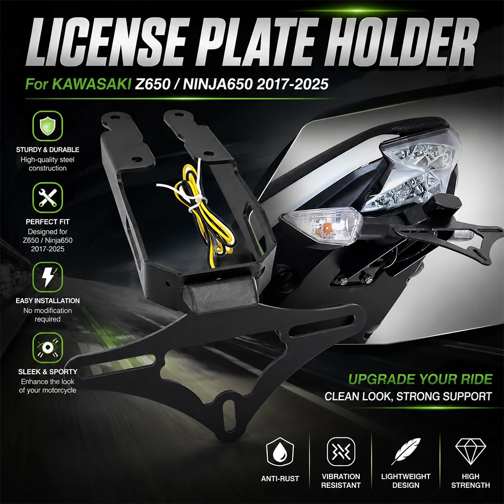 Motorbike Accessories Tail License Plate Frame Eliminator Fender Tidy Holder For KAWASAKI Z650 Ninja650 2017-2025 Motorcycle
Motorbike Accessories Tail License Plate Frame Eliminator Fender Tidy Holder For KAWASAKI Z650 Ninja650 2017-2025 Motorcycle