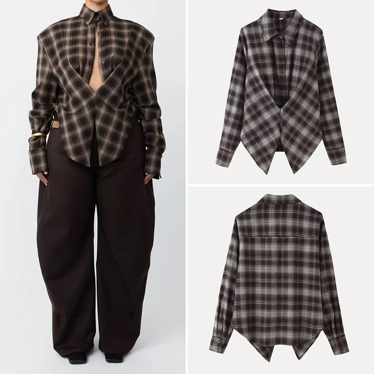 2025 Autumn New Sle Women's Loose Long Sve Plaid irt Stand Collar Waist Cinched Personali Faionable Ladies' irt
2025 Autumn New Sle Women's Loose Long Sve Plaid irt Stand Collar Waist Cinched Personali Faionable Ladies' irt