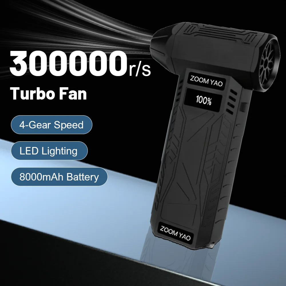 300000RPM Turbo Fan Jet Blower With Lighting Brushless Motor Air Blower 4-Gear Speed Adjustable Turbo Fan For Computer/Car/Home
300000RPM Turbo Fan Jet Blower With Lighting Brushless Motor Air Blower 4-Gear Speed Adjustable Turbo Fan For Computer/Car/Home