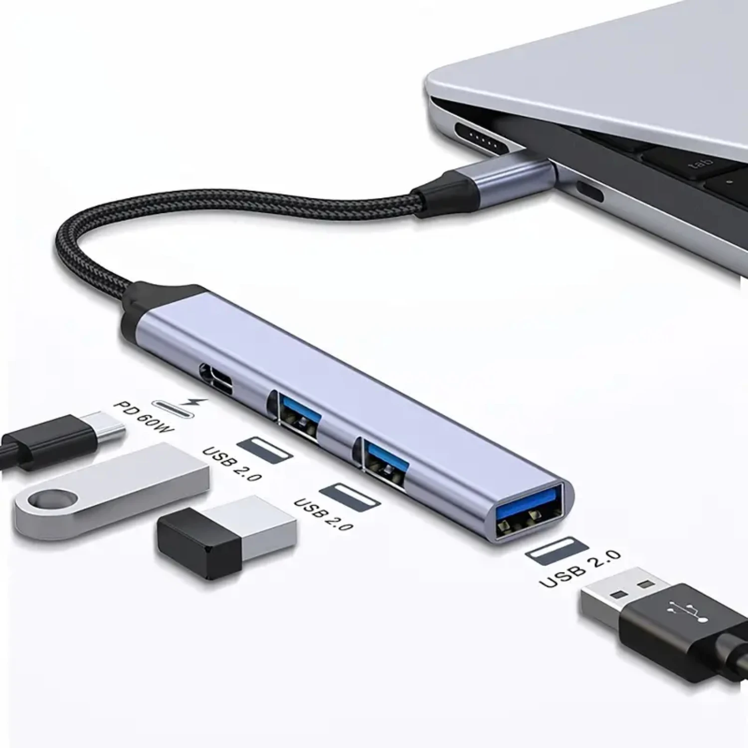 Type-C USB Hub with 60W Power Support, Fast Charging for Phone Tablet Laptop, 9V/15V/20V Outputs
Type-C USB Hub with 60W Power Support, Fast Charging for Phone Tablet Laptop, 9V/15V/20V Outputs