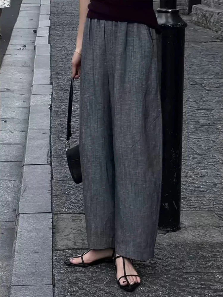 Gray Wide Leg Casual Pants Women's High Waist Straight Tube Pants Summer New Style Hip Covering Slimming Trousers
Gray Wide Leg Casual Pants Women's High Waist Straight Tube Pants Summer New Style Hip Covering Slimming Trousers