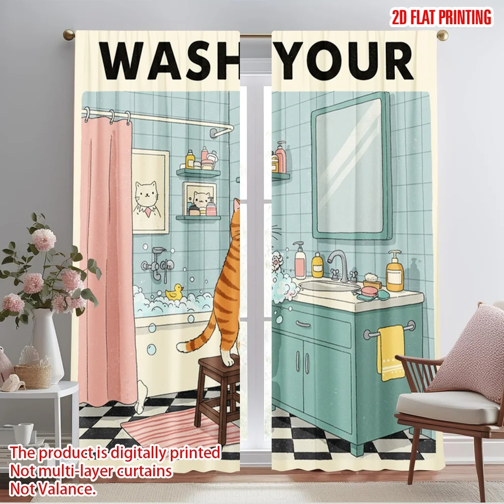 2pcs 2D flat printing Window Treatment Curtains Wash Your Little Paws Fabric Without Electricity Family Party Perfect for Home
2pcs 2D flat printing Window Treatment Curtains Wash Your Little Paws Fabric Without Electricity Family Party Perfect for Home