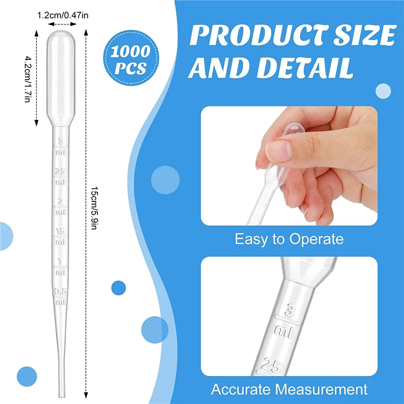 JIULIN 1000 Pcs 3Ml Plastic Transfer Pipettes Disposable Graduated Pipettes For Scientific Experiment
JIULIN 1000 Pcs 3Ml Plastic Transfer Pipettes Disposable Graduated Pipettes For Scientific Experiment