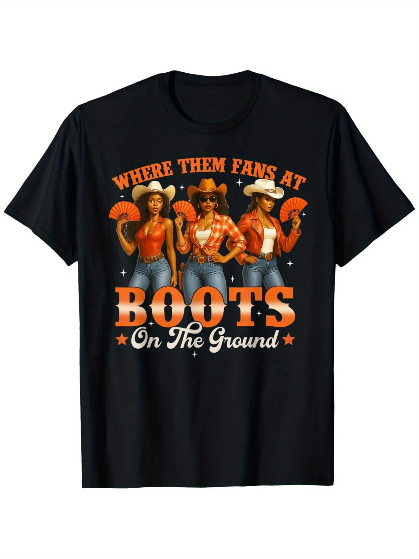 Boots On The Ground Where Them Fans At Black Cowgirl Women T-ShirtMen'S black t-shirt-100% cotton, durable soft
Boots On The Ground Where Them Fans At Black Cowgirl Women T-ShirtMen'S black t-shirt-100% cotton, durable soft