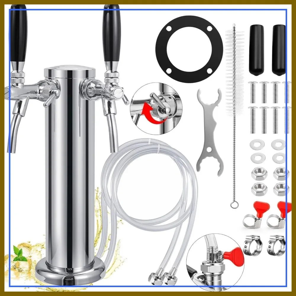 New Adjustable Dual Tap Kegerator Tower, 3" Draft Beer Dispenser with 304 Stainless Steel Core, Self-Closing Faucet, Pre-Assembled Kegerator Parts Kit
New Adjustable Dual Tap Kegerator Tower, 3" Draft Beer Dispenser with 304 Stainless Steel Core, Self-Closing Faucet, Pre-Assembled Kegerator Parts Kit