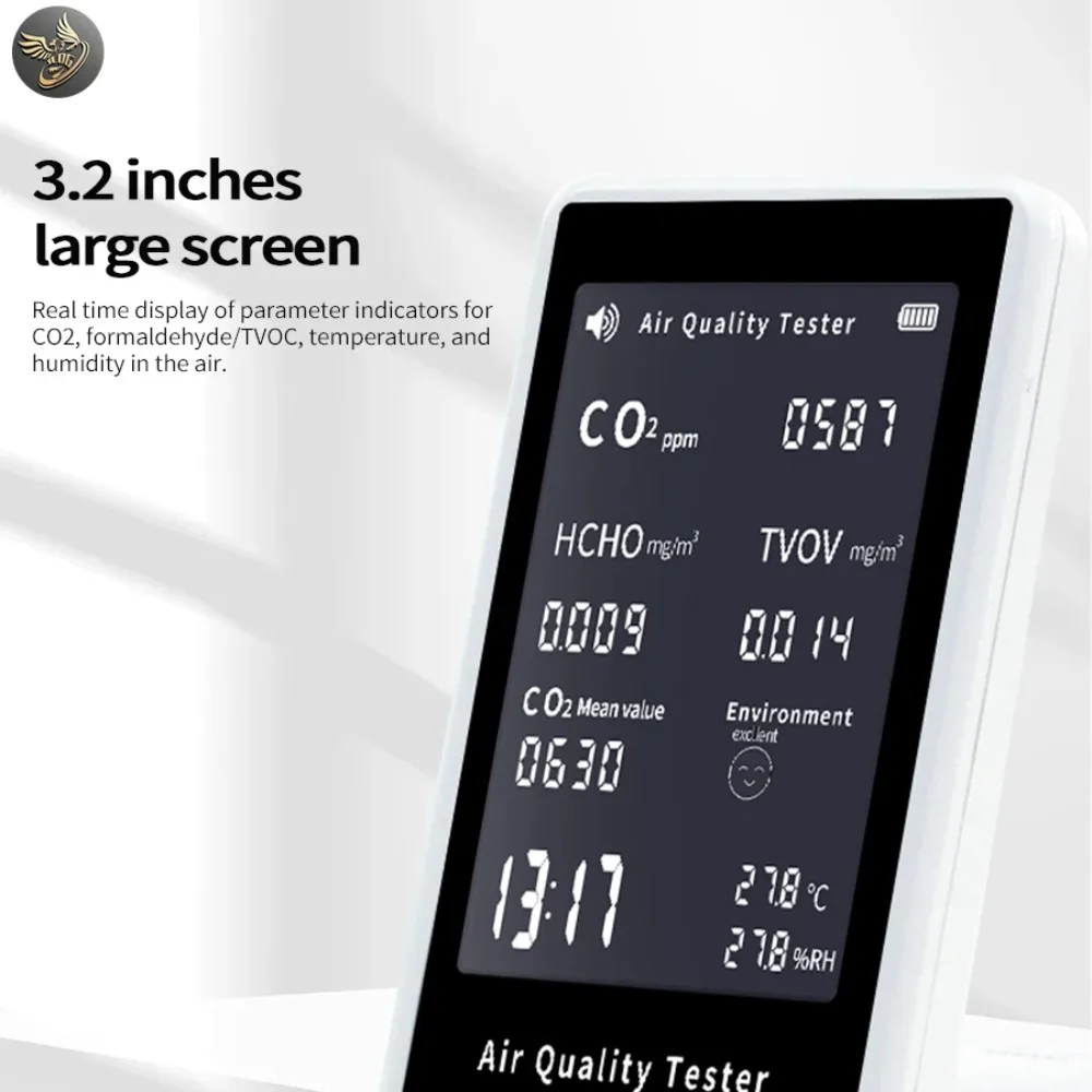 Multifunctional Digital Air Quality Monitor CO2 TVOC HCHO Meter Temperature Humidity Tester Home Indoor Air Detector
Multifunctional Digital Air Quality Monitor CO2 TVOC HCHO Meter Temperature Humidity Tester Home Indoor Air Detector