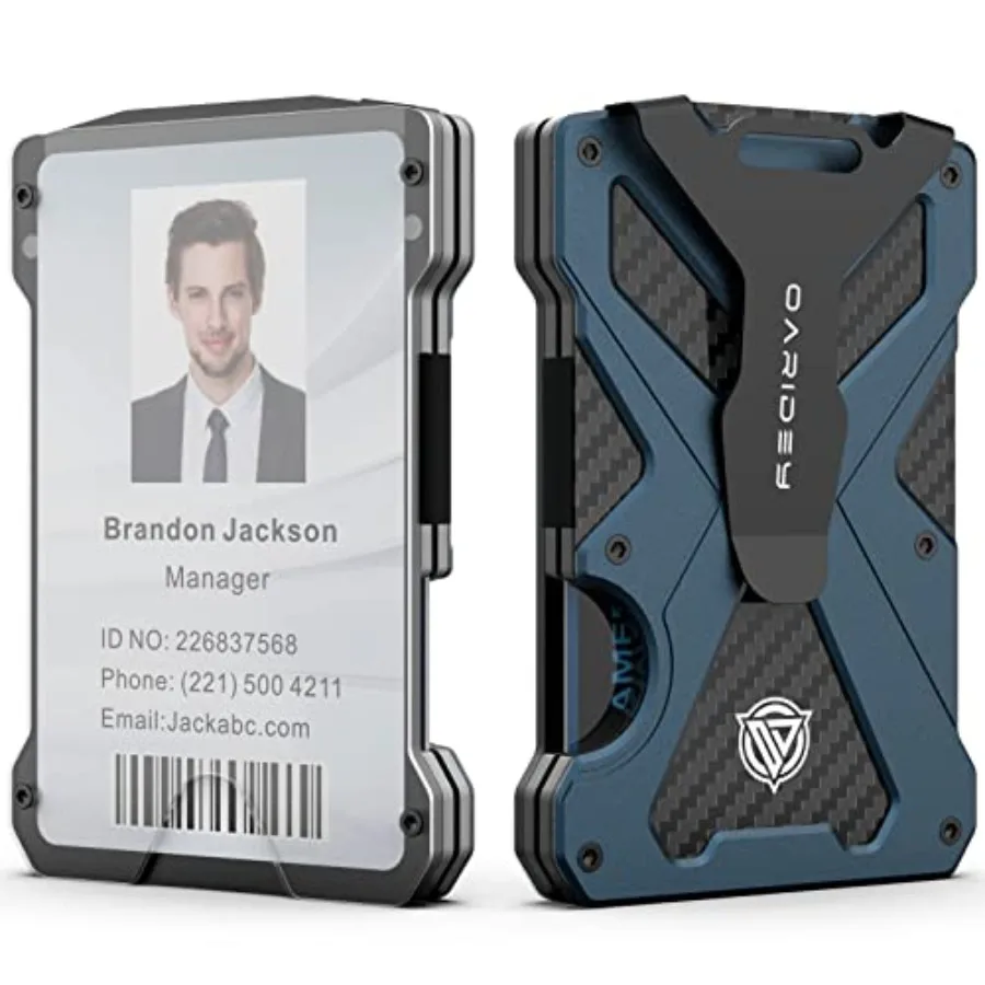 Minimalist Wallet for Men- Slim Aluminum Metal Money Clip Wallet with Clear ID Card Holder, Carbon Fiber Wallet, RFID Blocking,
Minimalist Wallet for Men- Slim Aluminum Metal Money Clip Wallet with Clear ID Card Holder, Carbon Fiber Wallet, RFID Blocking,