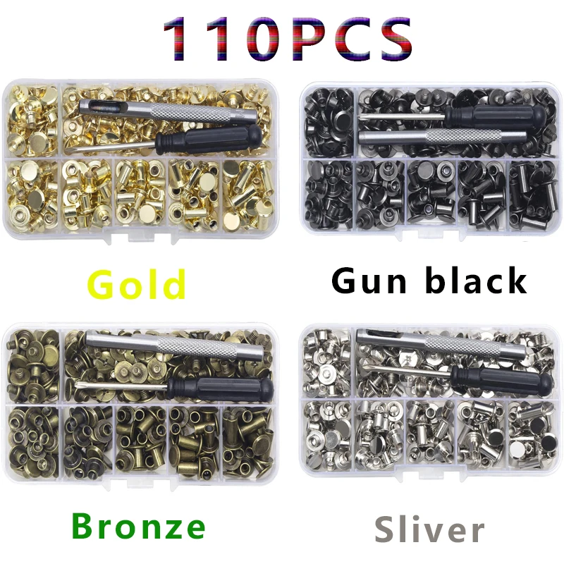 110pcs Slotted Metal Binding Chicago Screws Nails Studs Rivets For Photo Album Desk Calendar Leather Craft Belt Screw
110pcs Slotted Metal Binding Chicago Screws Nails Studs Rivets For Photo Album Desk Calendar Leather Craft Belt Screw