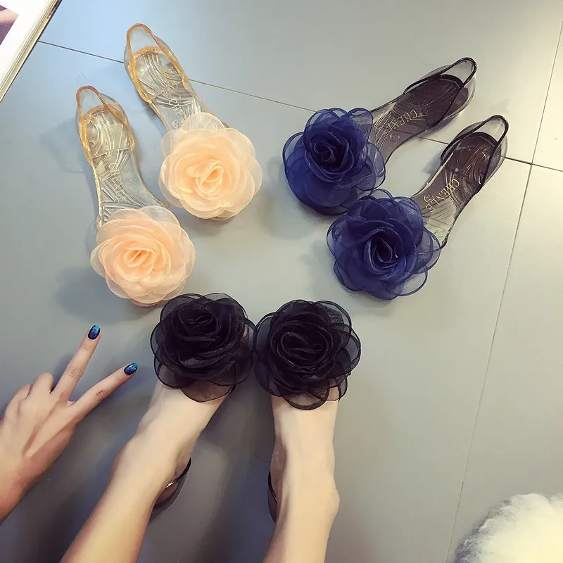 Size 36-42 Women Girls Jelly Sandals Peep-toe Shoes INS Hot Sales Sweet Lace Camellia Transparent PVC Summer Beach Flats Shoes
Size 36-42 Women Girls Jelly Sandals Peep-toe Shoes INS Hot Sales Sweet Lace Camellia Transparent PVC Summer Beach Flats Shoes