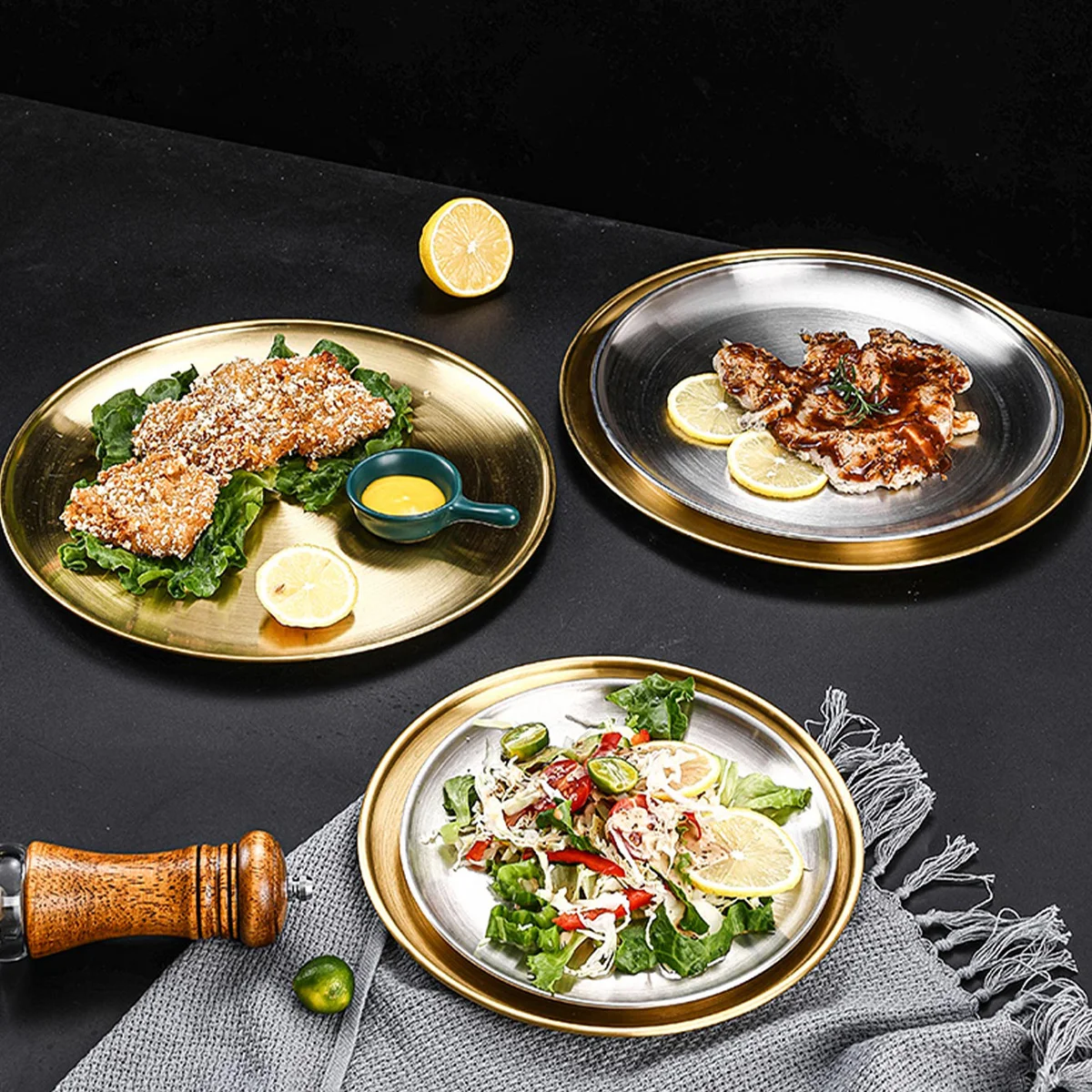 4 Pack 20CM Round Metal Dish Camping Stainless Steel Serving Dinner Plates for BBQ, Snack, Fruit Salad, Reusable Tableware
4 Pack 20CM Round Metal Dish Camping Stainless Steel Serving Dinner Plates for BBQ, Snack, Fruit Salad, Reusable Tableware