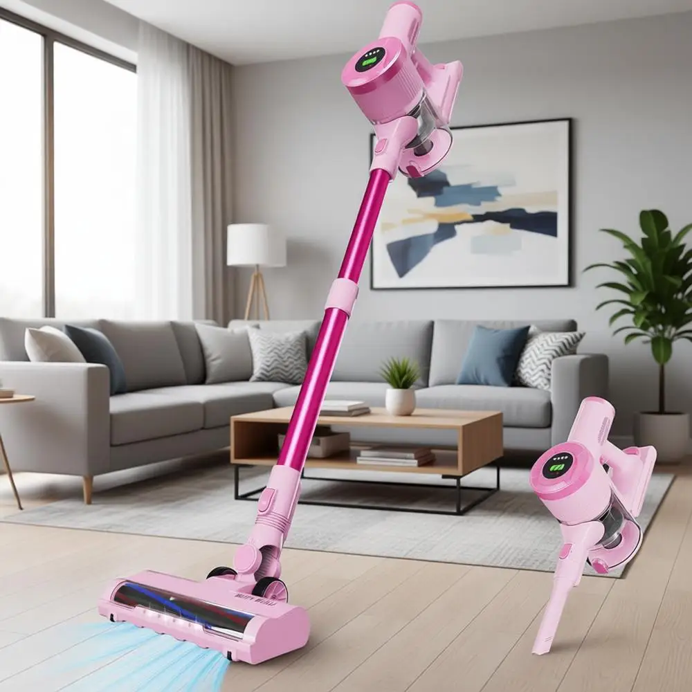 30KPa Handheld Rechargeable Battery Lightweight Small Pink Vacuum Cleaner, 40Mins Runtime for Home Hard Floor Carpet Pet Hair Cl
30KPa Handheld Rechargeable Battery Lightweight Small Pink Vacuum Cleaner, 40Mins Runtime for Home Hard Floor Carpet Pet Hair Cl