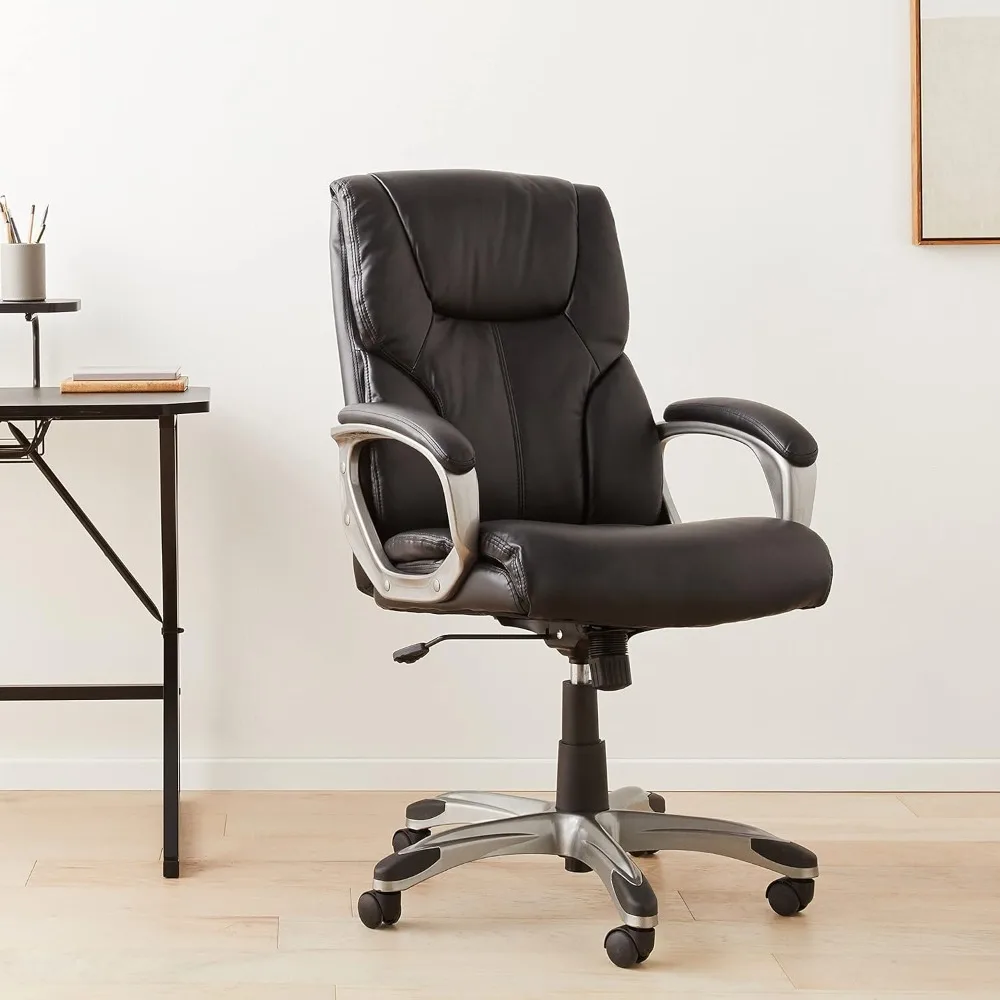 Executive Home Office Desk Chair with Padded Armrests, Adjustable Height and Tilt, Rolling Swivel Chair, 275 Pound Capacity
Executive Home Office Desk Chair with Padded Armrests, Adjustable Height and Tilt, Rolling Swivel Chair, 275 Pound Capacity