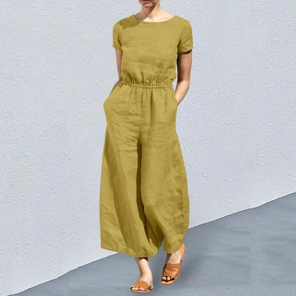 Women Jumpsuit Short Sleeves Solid Cotton Linen Summer Loose Wide Leg Lady Romper Clothes Dress-up Clothing Trousers Jumpsuit
Women Jumpsuit Short Sleeves Solid Cotton Linen Summer Loose Wide Leg Lady Romper Clothes Dress-up Clothing Trousers Jumpsuit