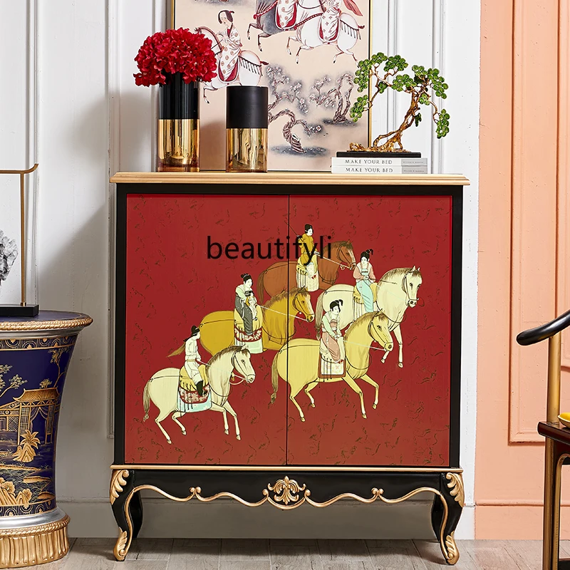 Home Entrance New Chinese Style Red Painted Art Solid Wood Integrated Entryway Shoe Cabinet French Sideboard
Home Entrance New Chinese Style Red Painted Art Solid Wood Integrated Entryway Shoe Cabinet French Sideboard