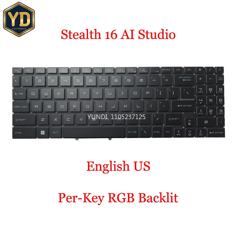YD Laptop Per-Key RGB Backlit Keyboard For MSI Stealth 16 AI Studio A1VIG A1VHG A1VGG A1VFG MS-15F3 MS-15F4 English US Black
YD Laptop Per-Key RGB Backlit Keyboard For MSI Stealth 16 AI Studio A1VIG A1VHG A1VGG A1VFG MS-15F3 MS-15F4 English US Black