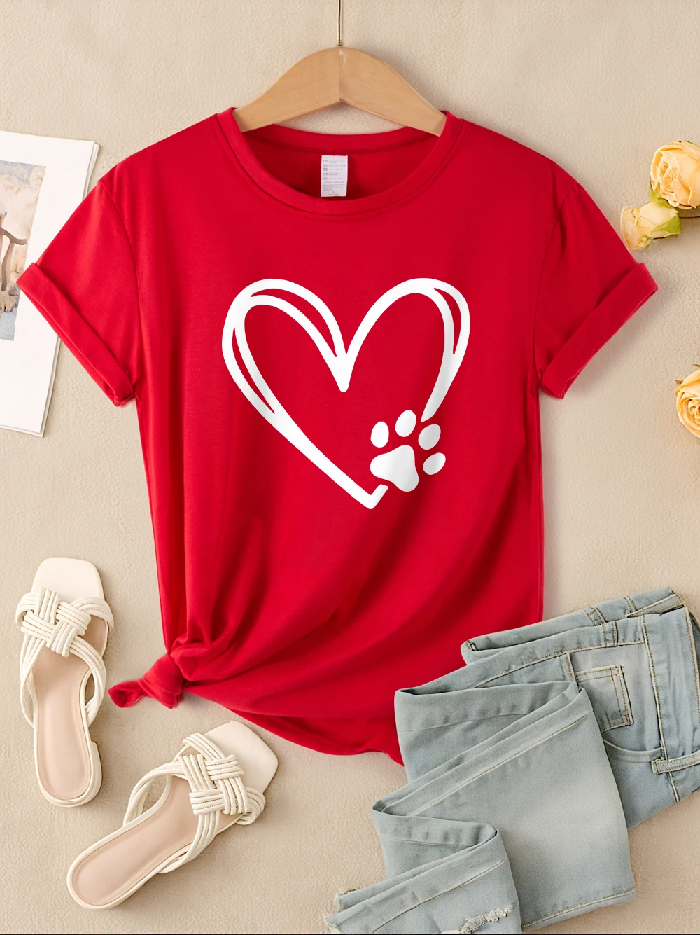 Kawaii Cat'S Paw Heart Printing T-Shirts Womens O-Neck Comfortable T Shirt Casual Loose Short Sleeve Sporty Womans Streetwear
Kawaii Cat'S Paw Heart Printing T-Shirts Womens O-Neck Comfortable T Shirt Casual Loose Short Sleeve Sporty Womans Streetwear