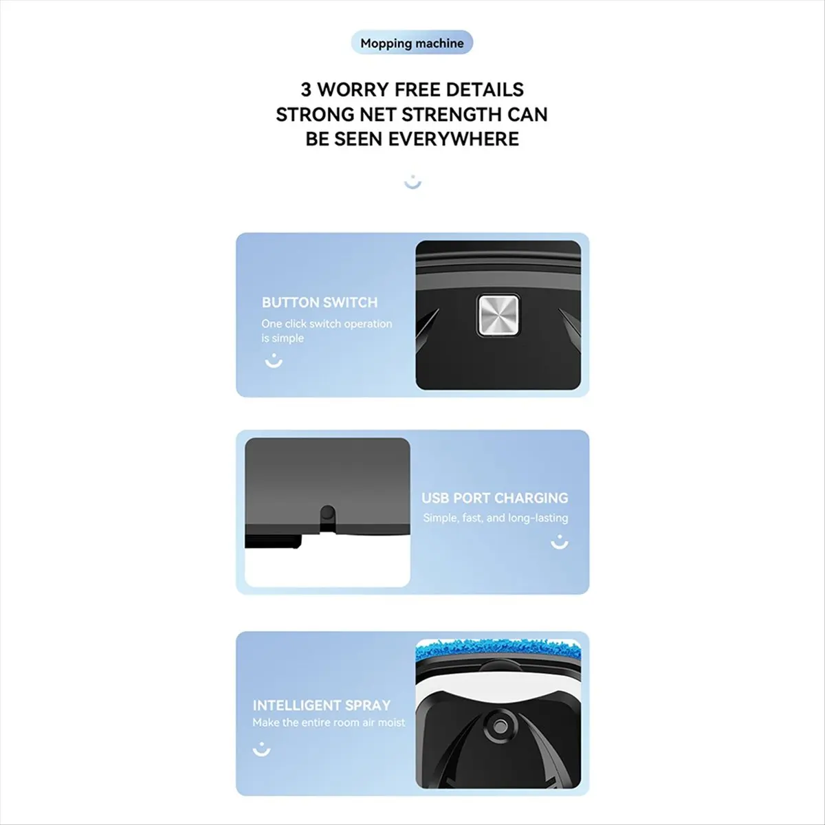 AB52 Convenient Automatic Cleaning Robot Vacuum,Suitable for Home Use, Integrated with Rechargeable Dry Wet Mopping Spraying
AB52 Convenient Automatic Cleaning Robot Vacuum,Suitable for Home Use, Integrated with Rechargeable Dry Wet Mopping Spraying