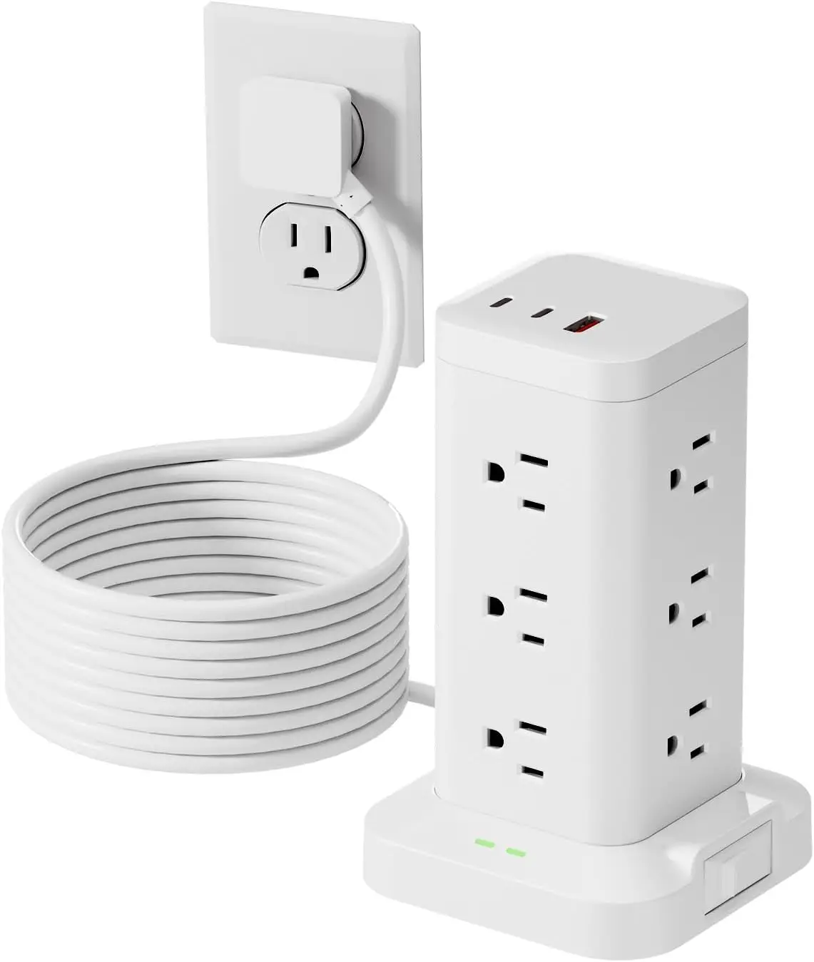 15-in-1 Power Strip Tower, 1800J Surge Protector, 12 AC Outlets, 20W USB-C Fast Charging, 15ft Cord, White
15-in-1 Power Strip Tower, 1800J Surge Protector, 12 AC Outlets, 20W USB-C Fast Charging, 15ft Cord, White