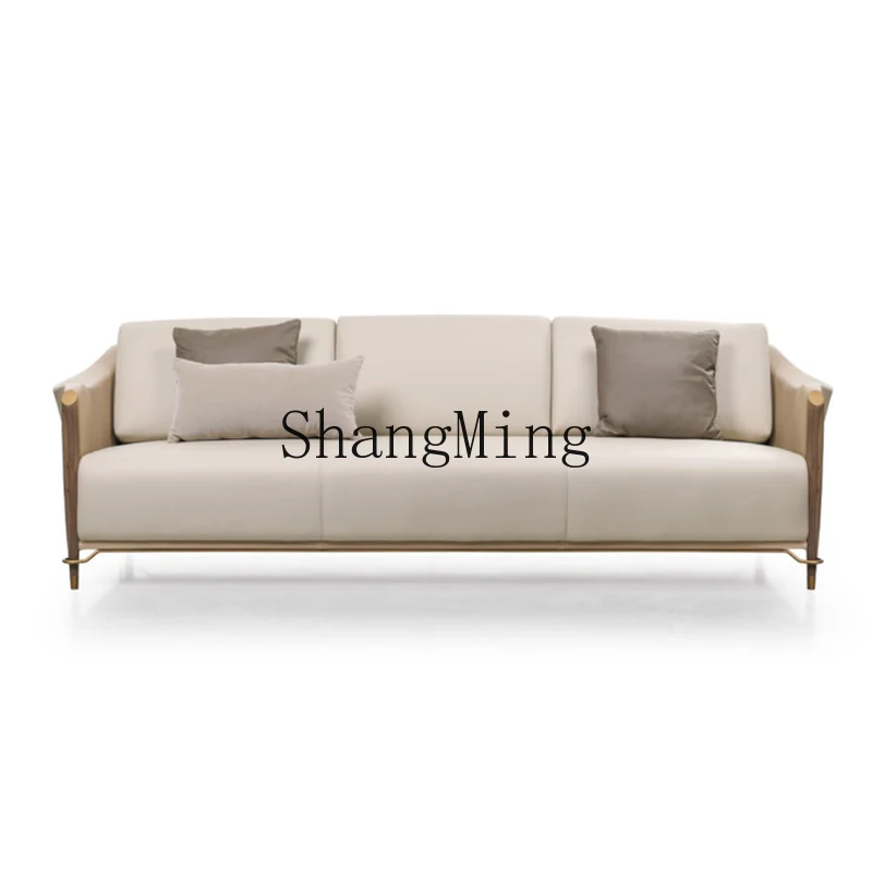 HJ light luxury modern villa first floor plain weave leather sofa living room model room solid wood sofa combination
HJ light luxury modern villa first floor plain weave leather sofa living room model room solid wood sofa combination