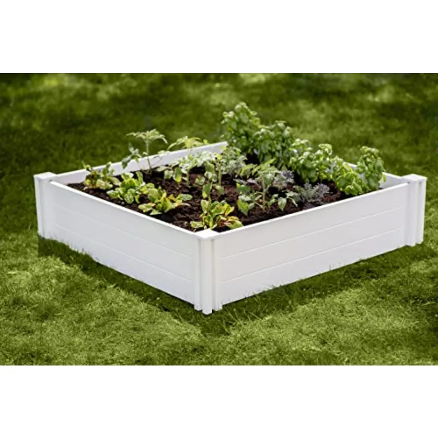 Белая виниловая модульная грядка для сада 122x122x28 см, белый ПВХ, без БФА и фталатов VT17108
Белая виниловая модульная грядка для сада 122x122x28 см, белый ПВХ, без БФА и фталатов VT17108