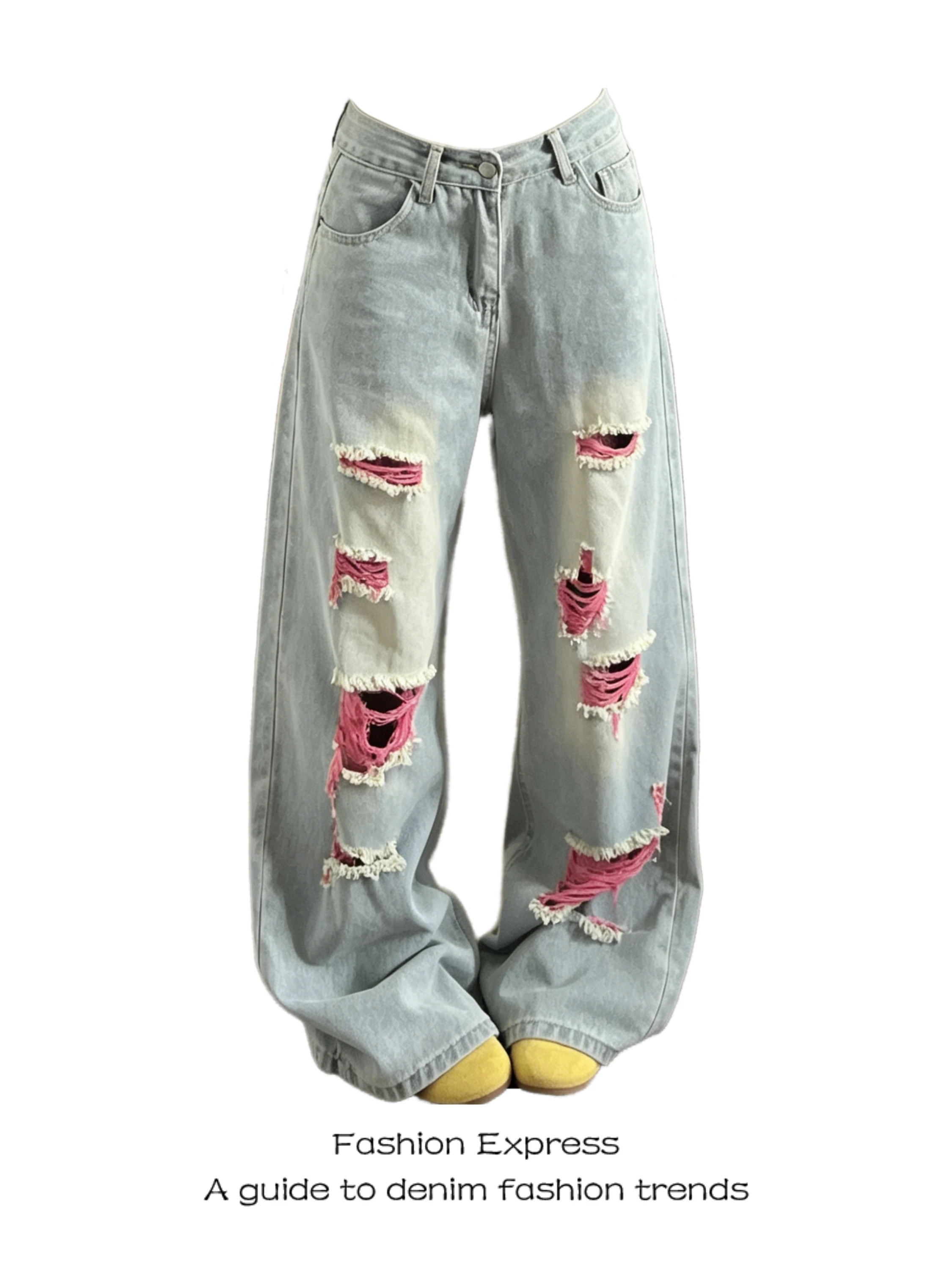 Summer Thin Denim Jeans Women's Loose Straight Leg Wide Leg Pants Torn Casual High Waist Jeans American Retro Style
Summer Thin Denim Jeans Women's Loose Straight Leg Wide Leg Pants Torn Casual High Waist Jeans American Retro Style