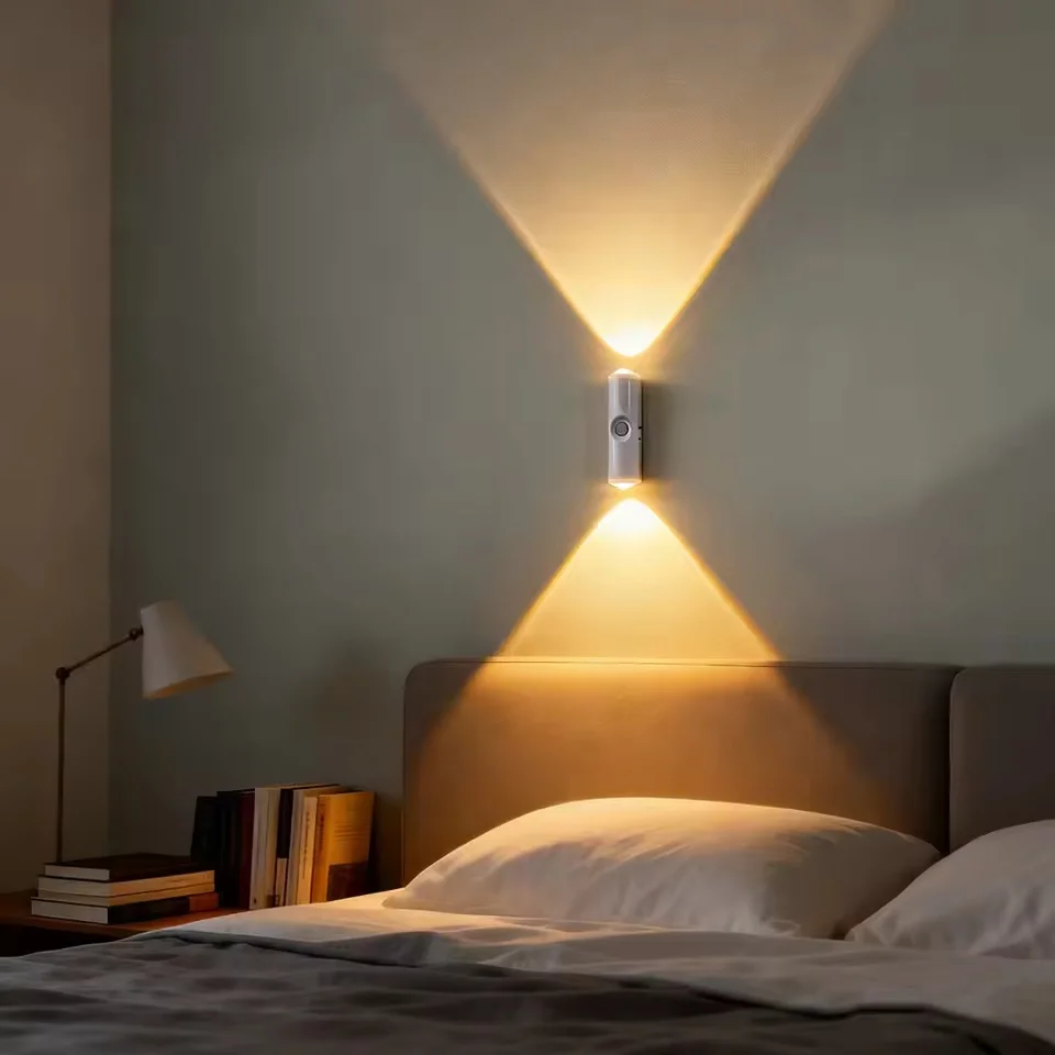 Double-Head LED Motion Sensor Night Light Wireless Rechargeable Wall Lamp RGB Mood Ambient Light for Stair Bedroom Living Room
Double-Head LED Motion Sensor Night Light Wireless Rechargeable Wall Lamp RGB Mood Ambient Light for Stair Bedroom Living Room