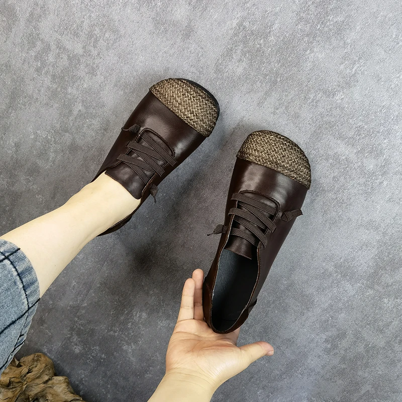 Women Leather Shoes Casual Lace Up Flats Women Autumn Low Heels Handmade Genuine Leather Soft Women Flats Retro 2022
Women Leather Shoes Casual Lace Up Flats Women Autumn Low Heels Handmade Genuine Leather Soft Women Flats Retro 2022