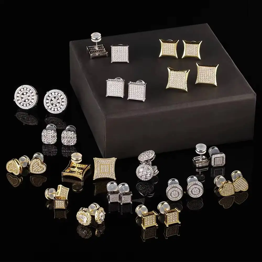 Manufacturer Multiple Sizes Full VVS Moissanite Design Gold Plated Iced Out Earrings Bling 925 Sterling Silver Hip Hop Jewelry
Manufacturer Multiple Sizes Full VVS Moissanite Design Gold Plated Iced Out Earrings Bling 925 Sterling Silver Hip Hop Jewelry