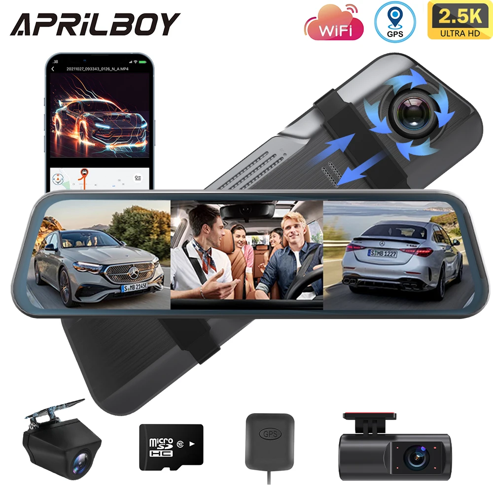 Aprilboy 10‘’ 3 Cameras 2.5K Mirro car Dash Cam Rearview Mirror Infrared Night vision loop recording Streaming media WIFI dvrcar
Aprilboy 10‘’ 3 Cameras 2.5K Mirro car Dash Cam Rearview Mirror Infrared Night vision loop recording Streaming media WIFI dvrcar