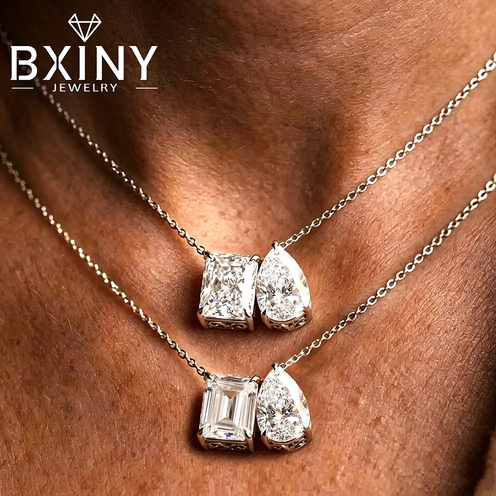 BXINY 2-Stone Moissanite Pendant Necklace S925 Silver Radiand/Pear Cut Diamond Neck Chain for Women Engagement Fine Jewelry Gift
BXINY 2-Stone Moissanite Pendant Necklace S925 Silver Radiand/Pear Cut Diamond Neck Chain for Women Engagement Fine Jewelry Gift