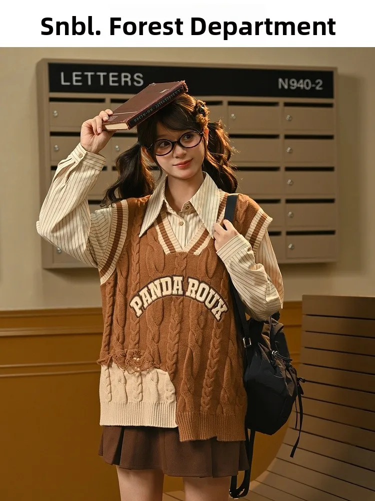 Retro Color Blo V-Ne Knitted Vest Loose Fit Casual Sle Women's Top Autumn Winter Faion College Sle Versatile Embroi...
Retro Color Blo V-Ne Knitted Vest Loose Fit Casual Sle Women's Top Autumn Winter Faion College Sle Versatile Embroi...