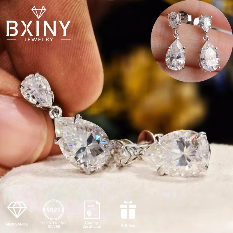 BXINY 7 карат роскошные серьги-капли с муассанитом S925 серебро грушевидной огранки с бриллиантами в форме капли воды для женщин подарок на помолвку ювелирные изделия с GRA
BXINY 7 карат роскошные серьги-капли с муассанитом S925 серебро грушевидной огранки с бриллиантами в форме капли воды для женщин подарок на помолвку ювелирные изделия с GRA