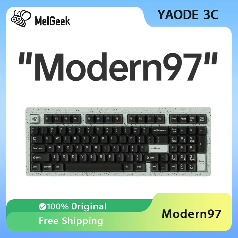 MelGeek Modern97 Mechanical Keyboard Customized Three Mode Wireless Heat Exchange Dynamic RGB 90% Gasket Gaming Keyboard
MelGeek Modern97 Mechanical Keyboard Customized Three Mode Wireless Heat Exchange Dynamic RGB 90% Gasket Gaming Keyboard