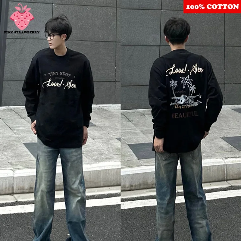American Retro Long sleeve Black T-shirt Men Autumn 2025 New 100% Cotton Letter Print T-shirt Casual Loose Y2k Top men clothing
American Retro Long sleeve Black T-shirt Men Autumn 2025 New 100% Cotton Letter Print T-shirt Casual Loose Y2k Top men clothing