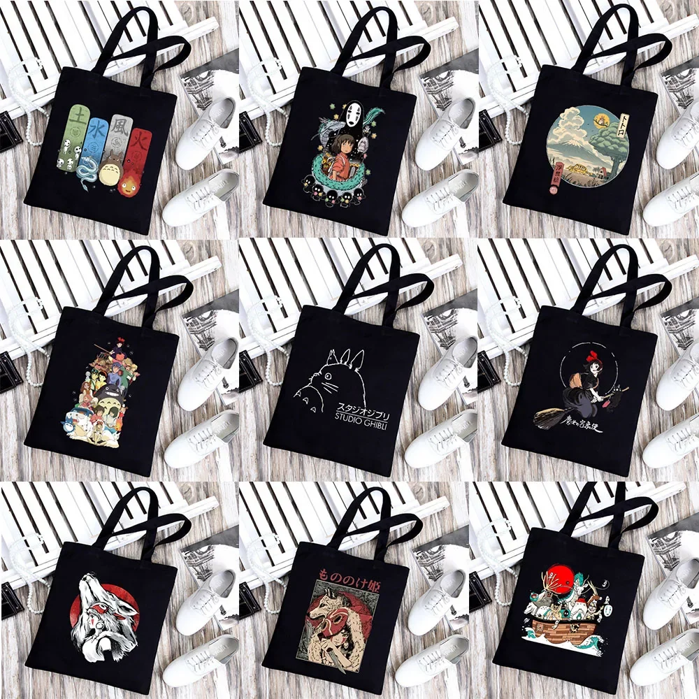 Studio Chibli Black Canvas Bags Foldable Tote Bags Casual Lightweight Shoulder Bag Large Capacity Shopping Reusable Bags
Studio Chibli Black Canvas Bags Foldable Tote Bags Casual Lightweight Shoulder Bag Large Capacity Shopping Reusable Bags