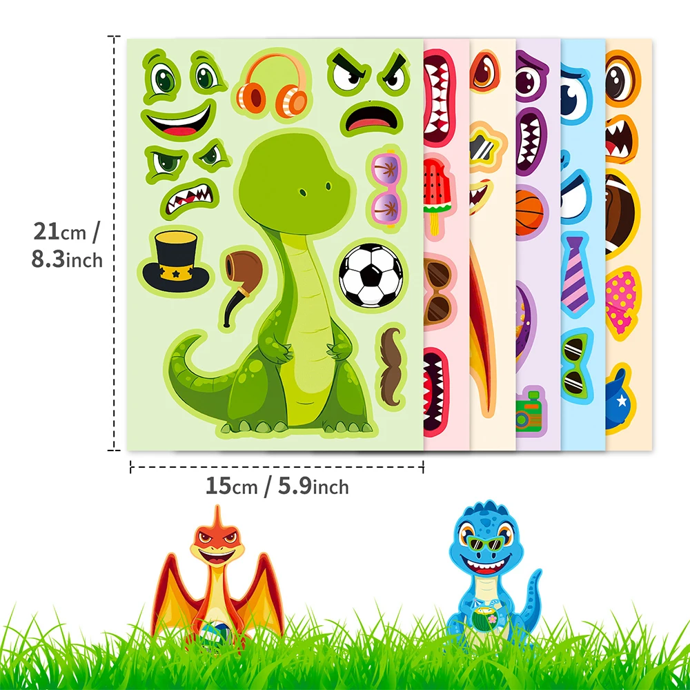 6/12sheets Children DIY Dinosaur Puzzle Stickers Cute Make a Face Decals Cartoon Assemble Jigsaw Decoration Sticker Kid Toy Gift
6/12sheets Children DIY Dinosaur Puzzle Stickers Cute Make a Face Decals Cartoon Assemble Jigsaw Decoration Sticker Kid Toy Gift