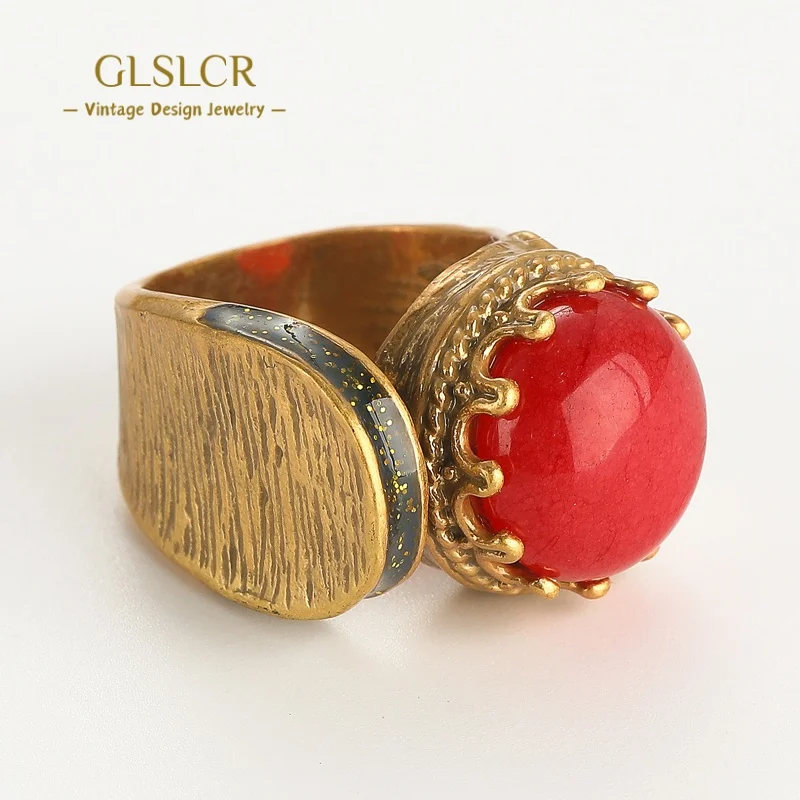 Vintage Rings Crown Red Natural Stone Antique Gold Color For Woman Accessories Luxury Designer Jewelry High Quality Wedding 2025
Vintage Rings Crown Red Natural Stone Antique Gold Color For Woman Accessories Luxury Designer Jewelry High Quality Wedding 2025