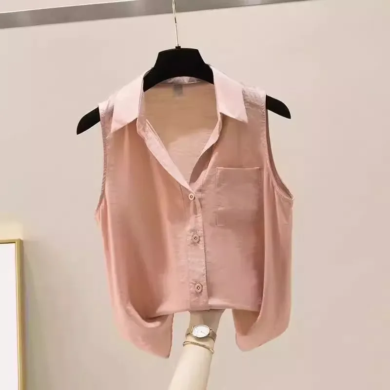 Summer Women's Sleeveless Shirt Casual Loose Fit Collar Fashionable Tank Top Elegant Style Polyester Blend No Sleeve
Summer Women's Sleeveless Shirt Casual Loose Fit Collar Fashionable Tank Top Elegant Style Polyester Blend No Sleeve